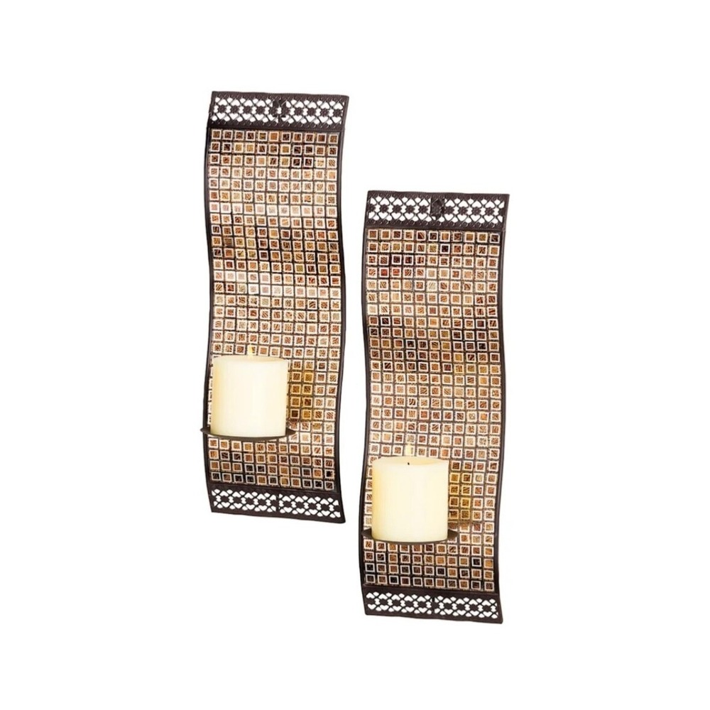MOSAIC GLASS STYLE BRONZE WALL SCONCES-NEW